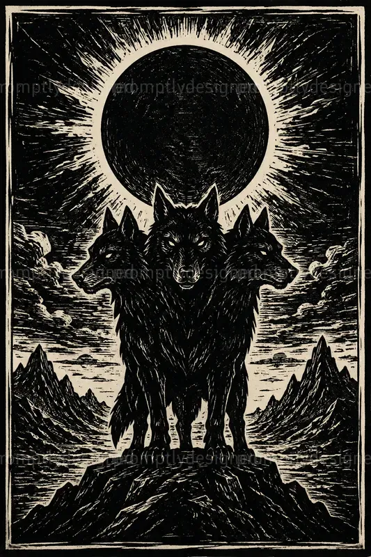 Dark Fantasy Linocut Posters
