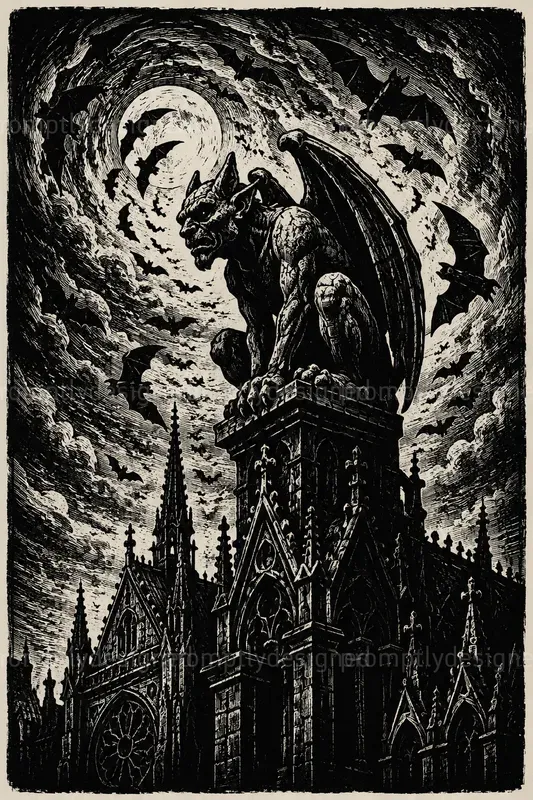 Dark Fantasy Linocut Posters