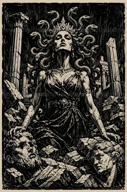 Dark Fantasy Linocut Posters