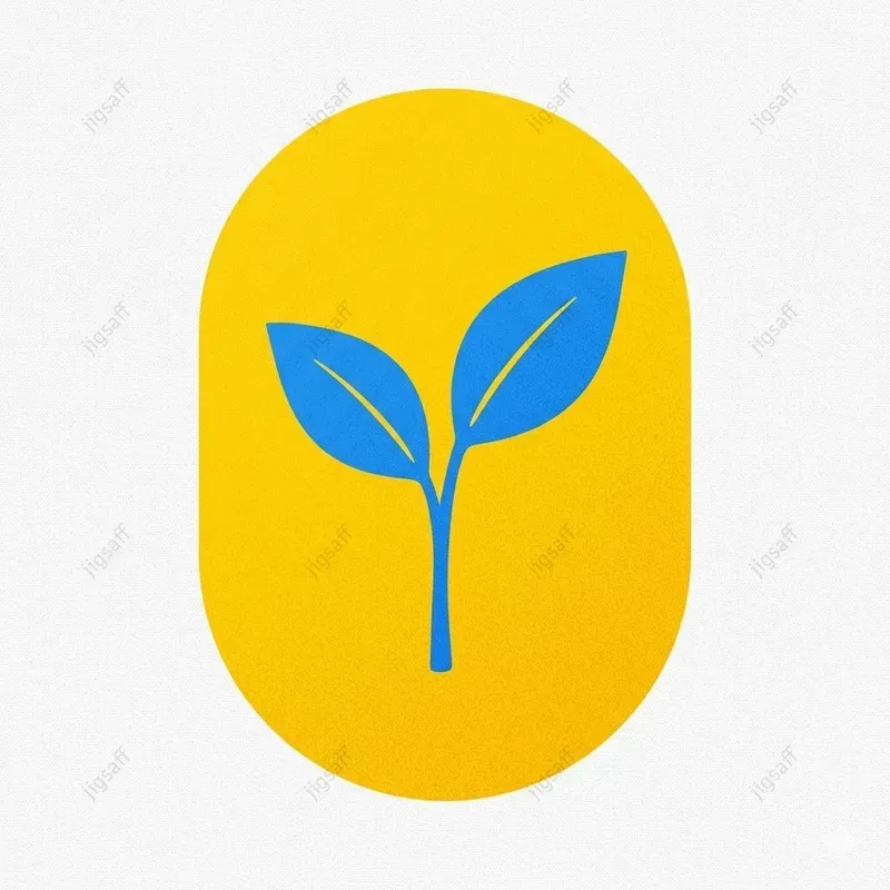 Grain Sprout Minimalist Oval Art