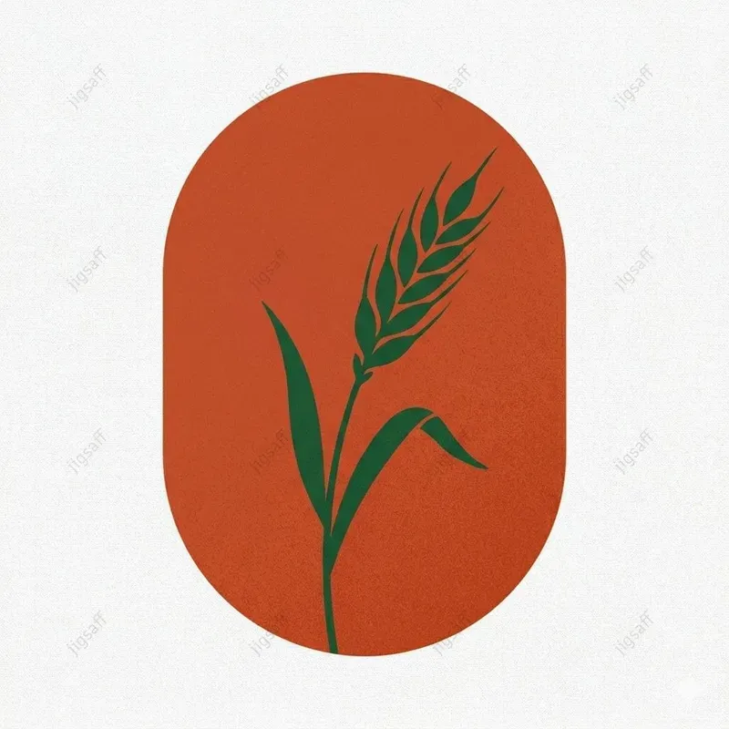 Grain Sprout Minimalist Oval Art