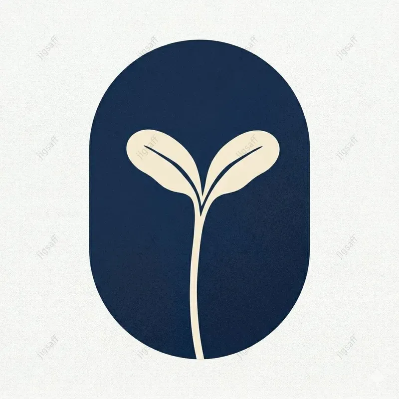 Grain Sprout Minimalist Oval Art