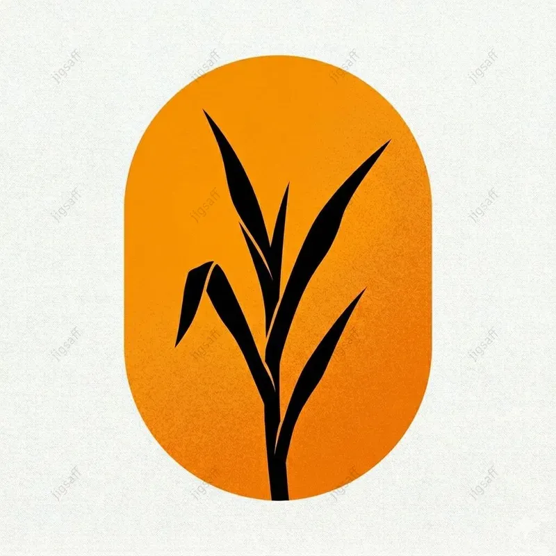 Grain Sprout Minimalist Oval Art