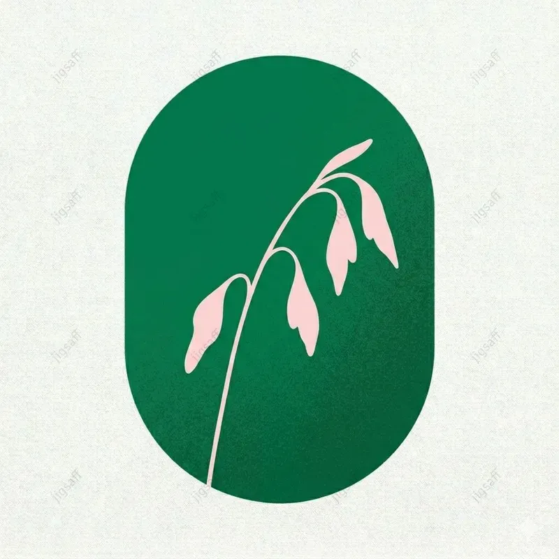 Grain Sprout Minimalist Oval Art