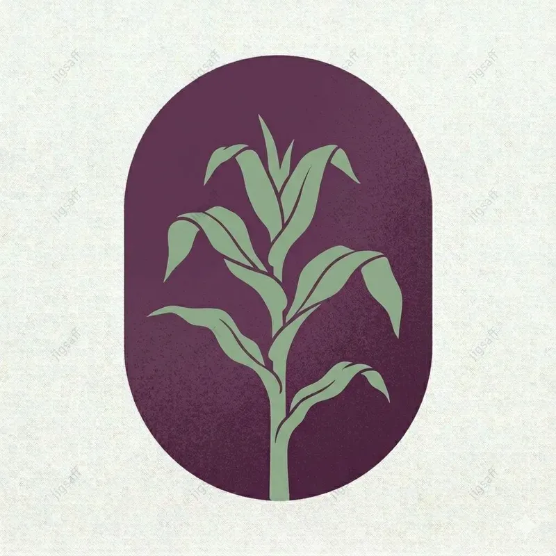 Grain Sprout Minimalist Oval Art