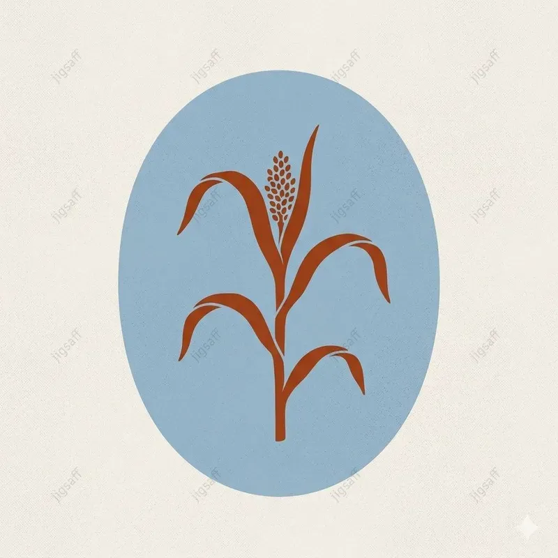 Grain Sprout Minimalist Oval Art