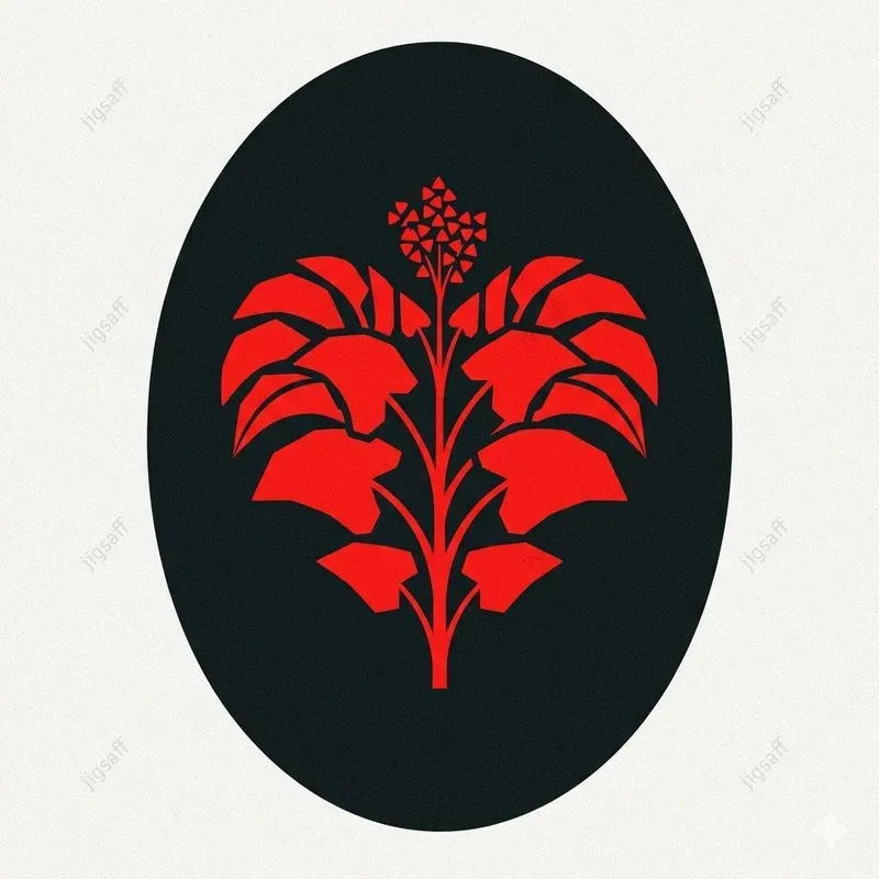 Grain Sprout Minimalist Oval Art
