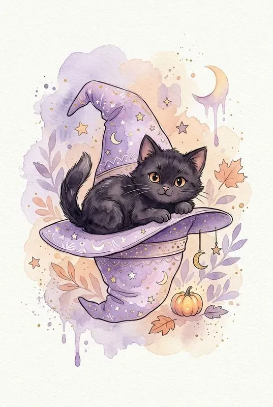 Whimsical Halloween Watercolor Clip Art