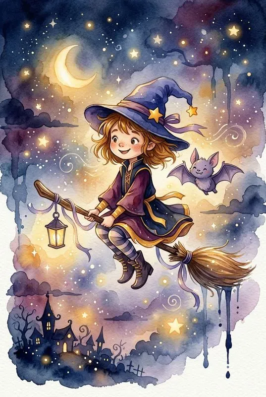 Whimsical Halloween Watercolor Clip Art