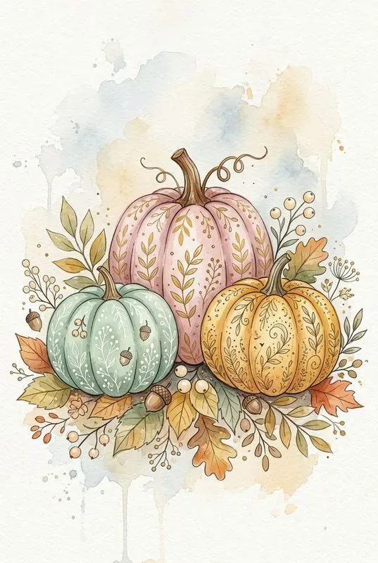 Whimsical Halloween Watercolor Clip Art