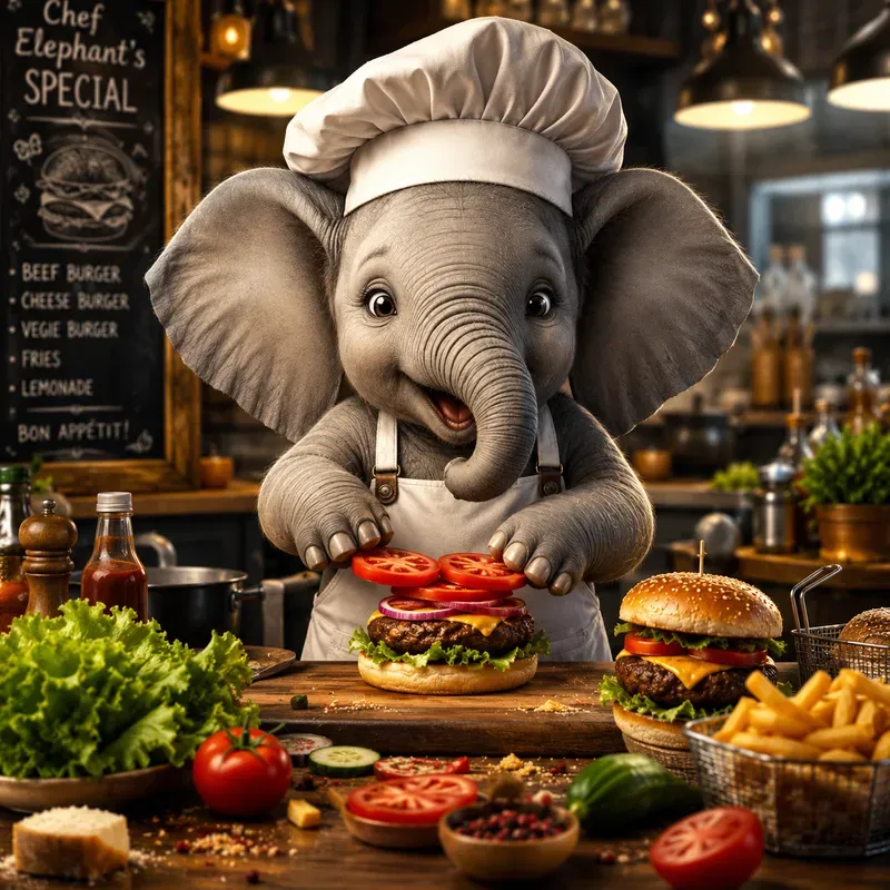 Whimsical Animal Chef Scenes