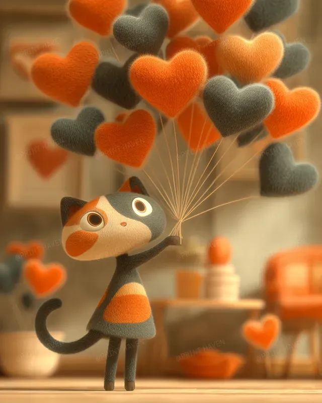 Pixar Style 3D Valentines Cats