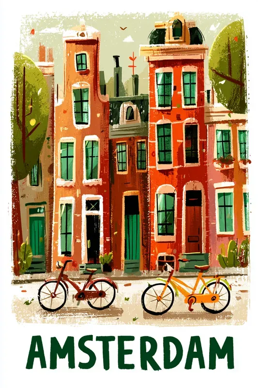 Handpainted City Travel Posters