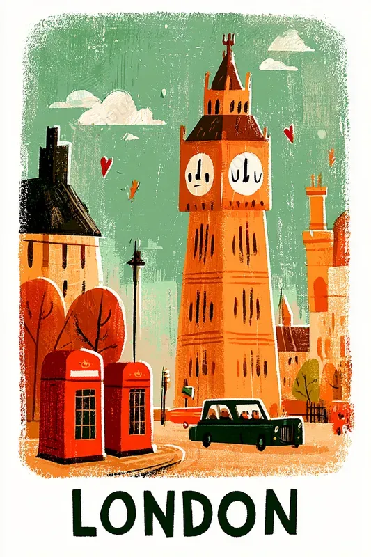 Handpainted City Travel Posters