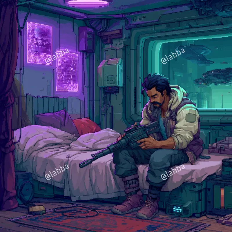 Retro 16 Bit Cyberpunk Pixel Art
