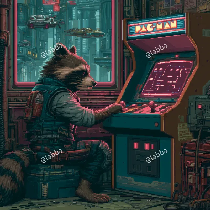 Retro 16 Bit Cyberpunk Pixel Art