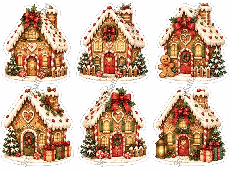 Christmas Vintage Sticker Sheet Cliparts