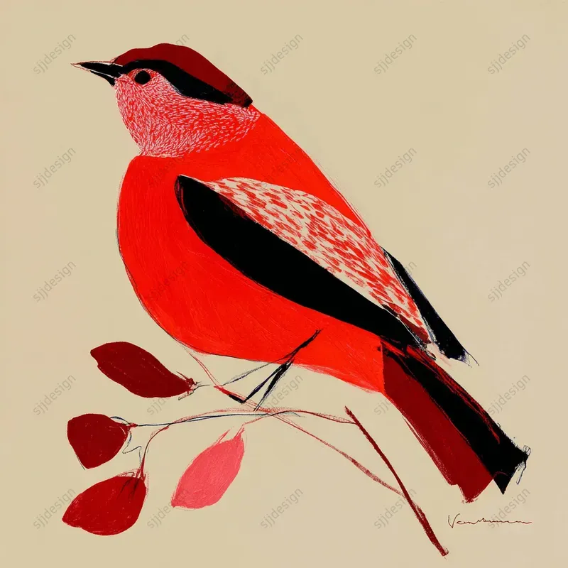 Retro Red Ink Portrait Art