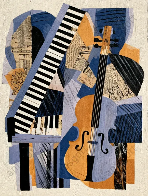 Modernist Cubist Collage Poster Decors