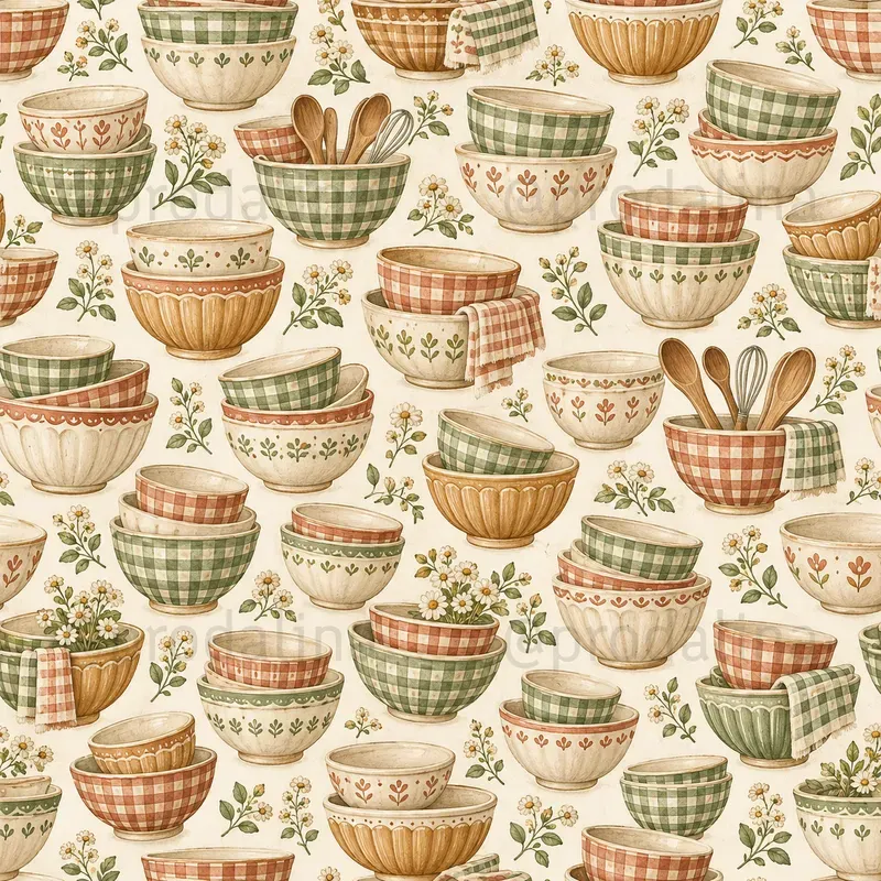 Cozy Cottage Kitchen Seamless Patterns