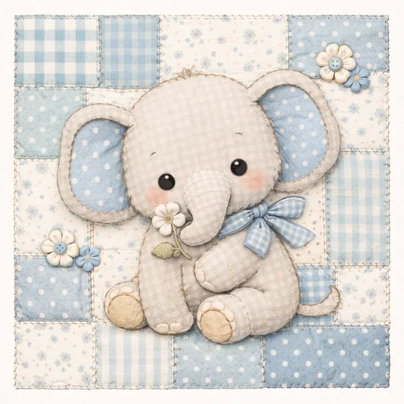 Handmade Quiltstyle Animal Illustrations