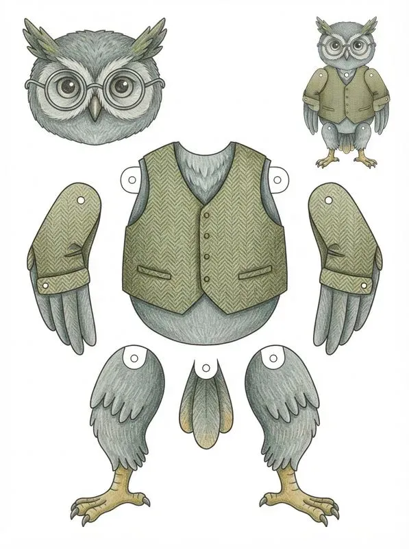 Jointed Animal Paper Puppet Sheets