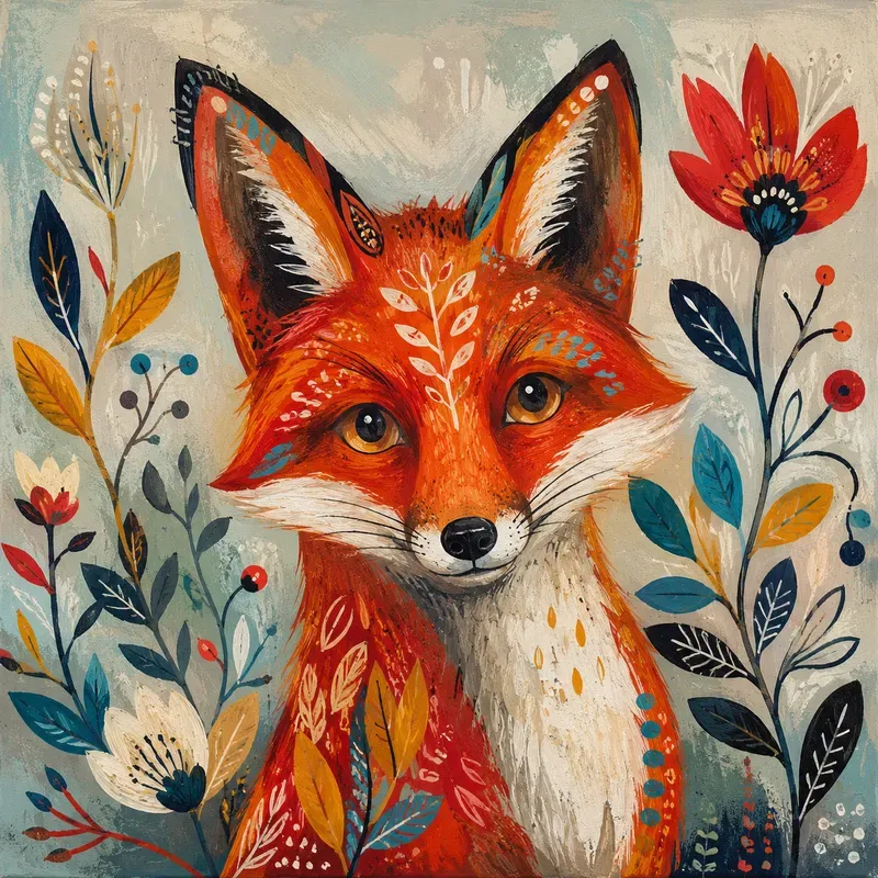 Modern Folk Art Animal Portraits