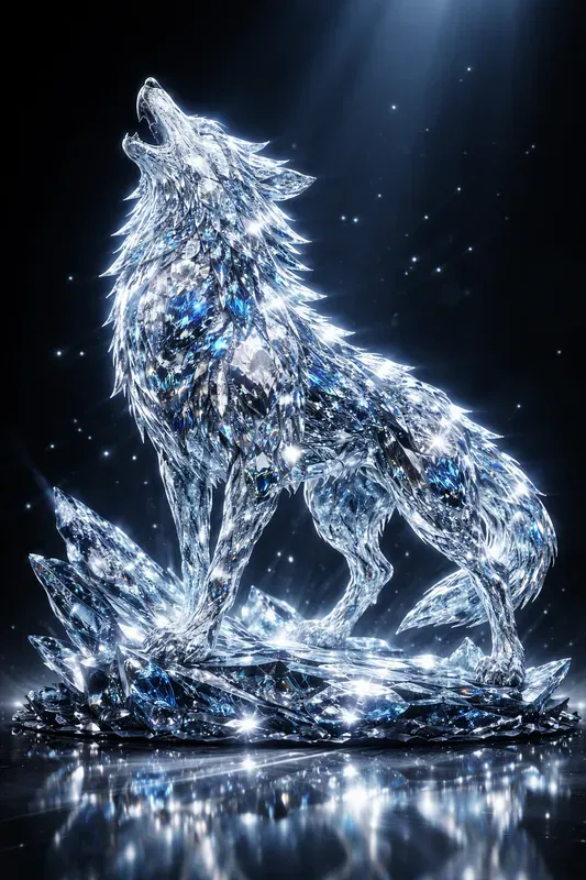 Crystal Beast Sculptures In Neon Glow