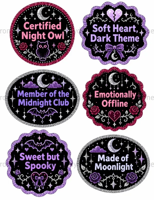 Glitter Goth Seals Badges