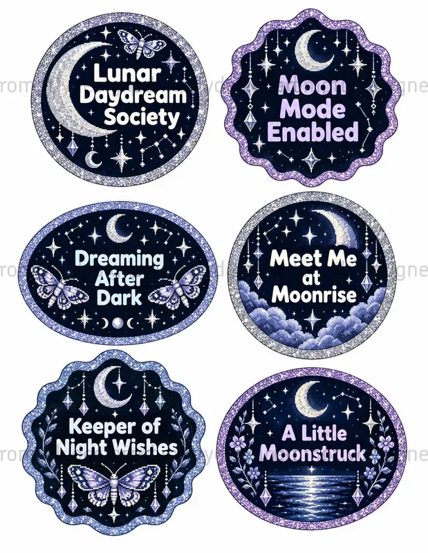 Glitter Goth Seals Badges