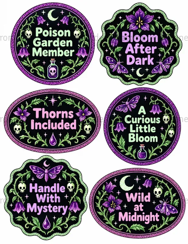 Glitter Goth Seals Badges