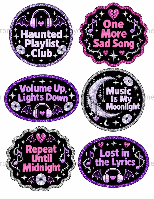 Glitter Goth Seals Badges