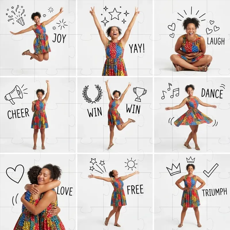 Different Poses Of People With Line Art