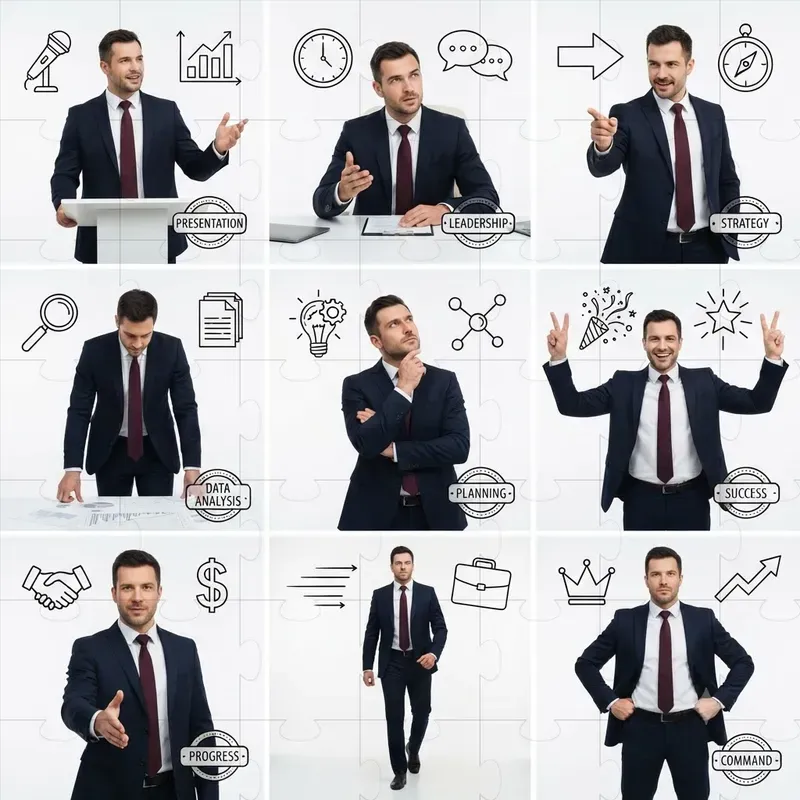 Different Poses Of People With Line Art