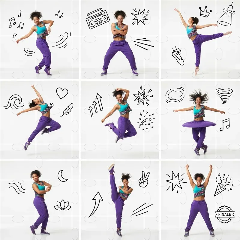 Different Poses Of People With Line Art