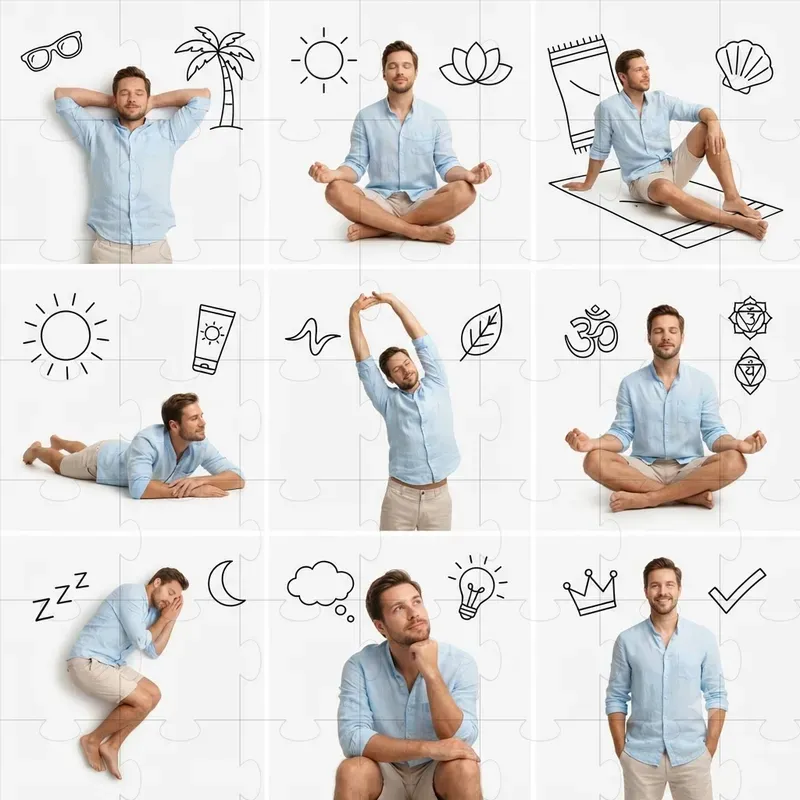 Different Poses Of People With Line Art