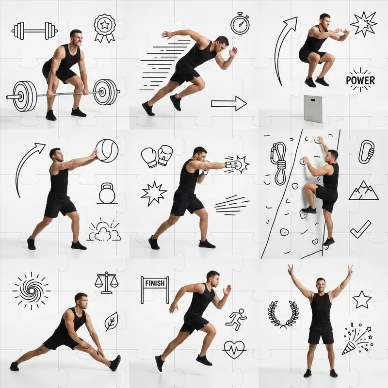 Different Poses Of People With Line Art
