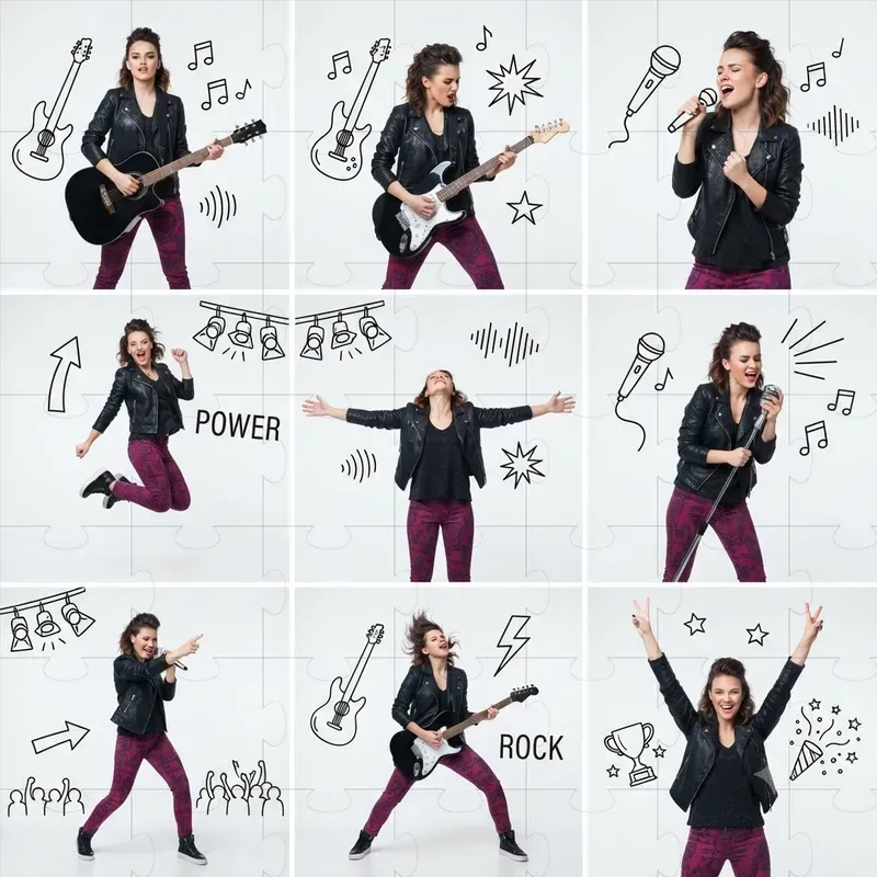 Different Poses Of People With Line Art