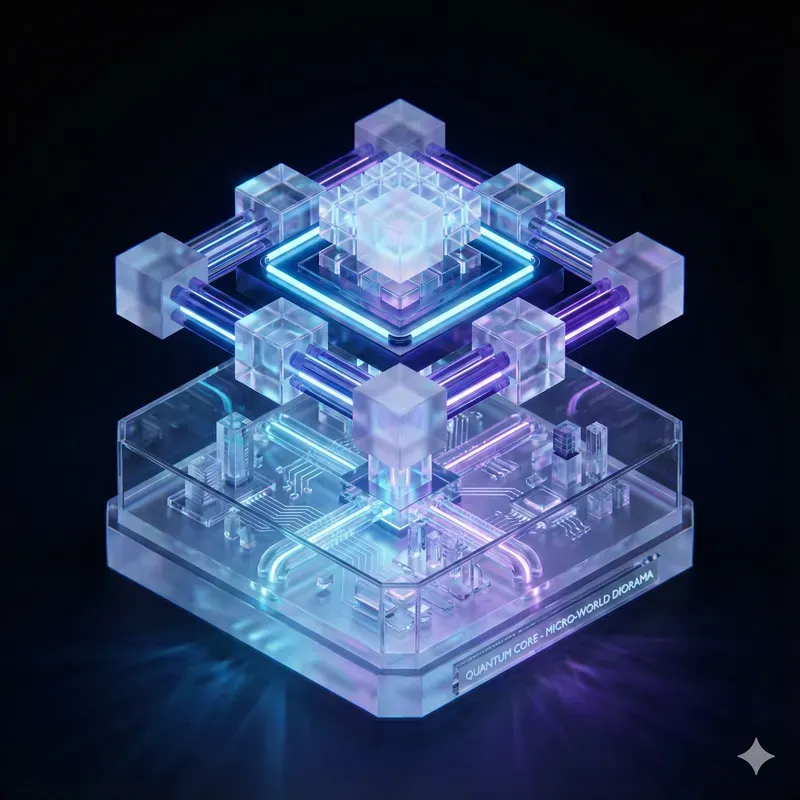 3 Isometric Neon Glass Microworlds