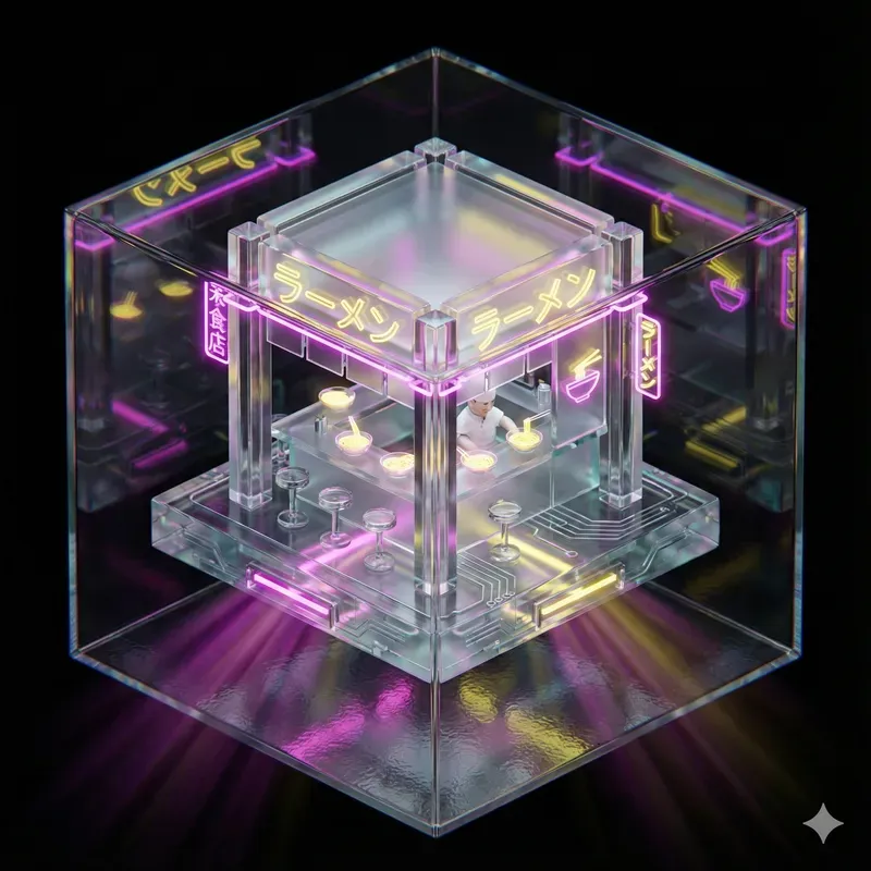 3 Isometric Neon Glass Microworlds