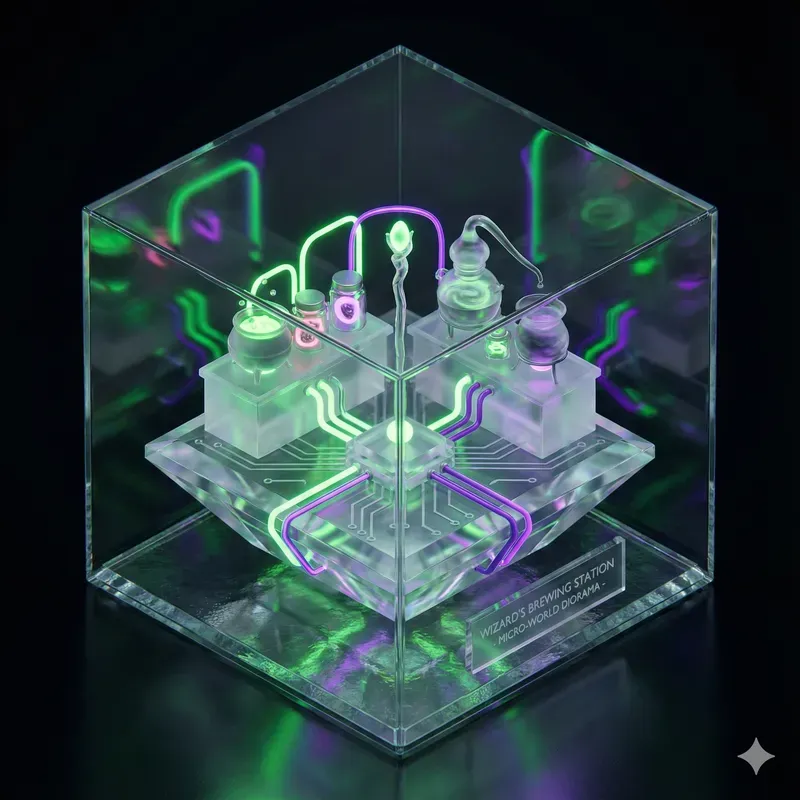 3 Isometric Neon Glass Microworlds