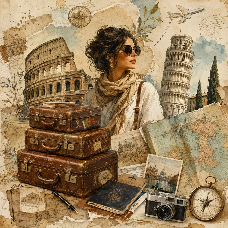 Vintage Travel Scrapbook Collage Posters
