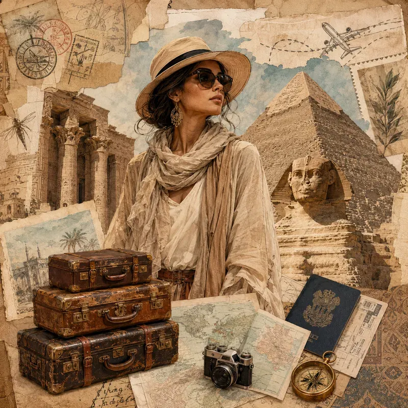 Vintage Travel Scrapbook Collage Posters