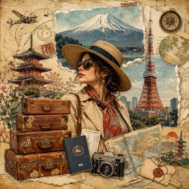 Vintage Travel Scrapbook Collage Posters