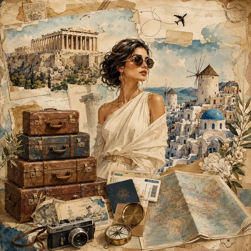 Vintage Travel Scrapbook Collage Posters