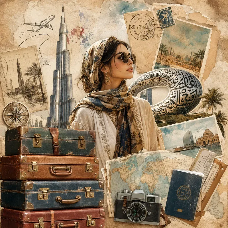 Vintage Travel Scrapbook Collage Posters