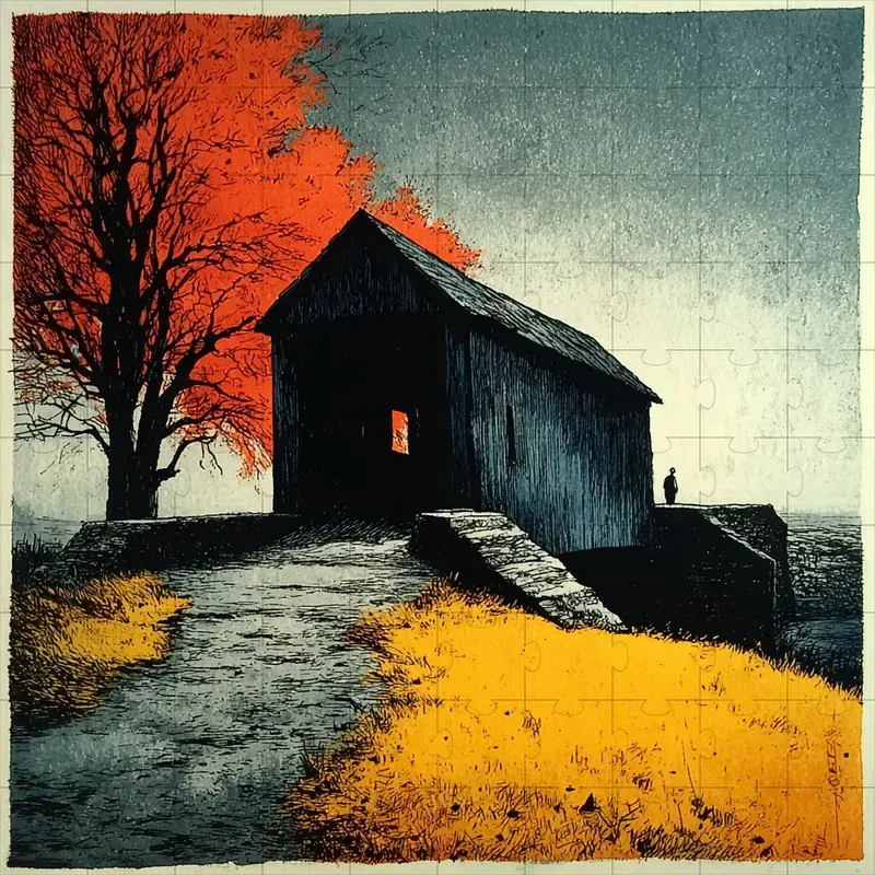 Litho Ink Silhouette Dusk Glows