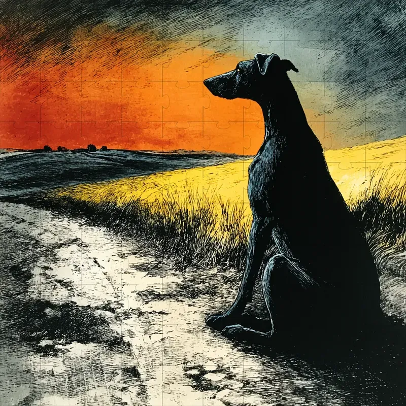 Litho Ink Silhouette Dusk Glows