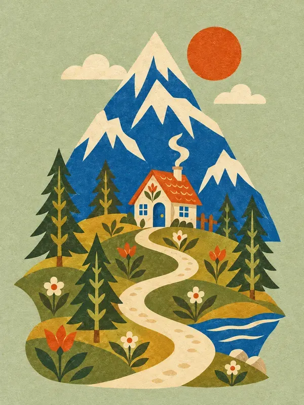 Retro Midcentury Folk Vector Art
