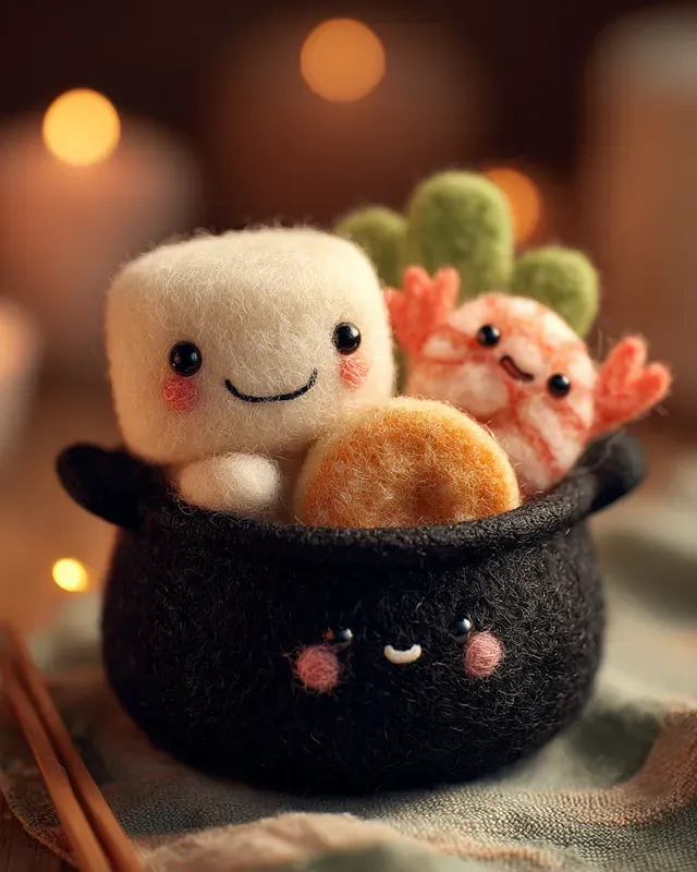 Kawaii Felt Sukiyaki Mascots